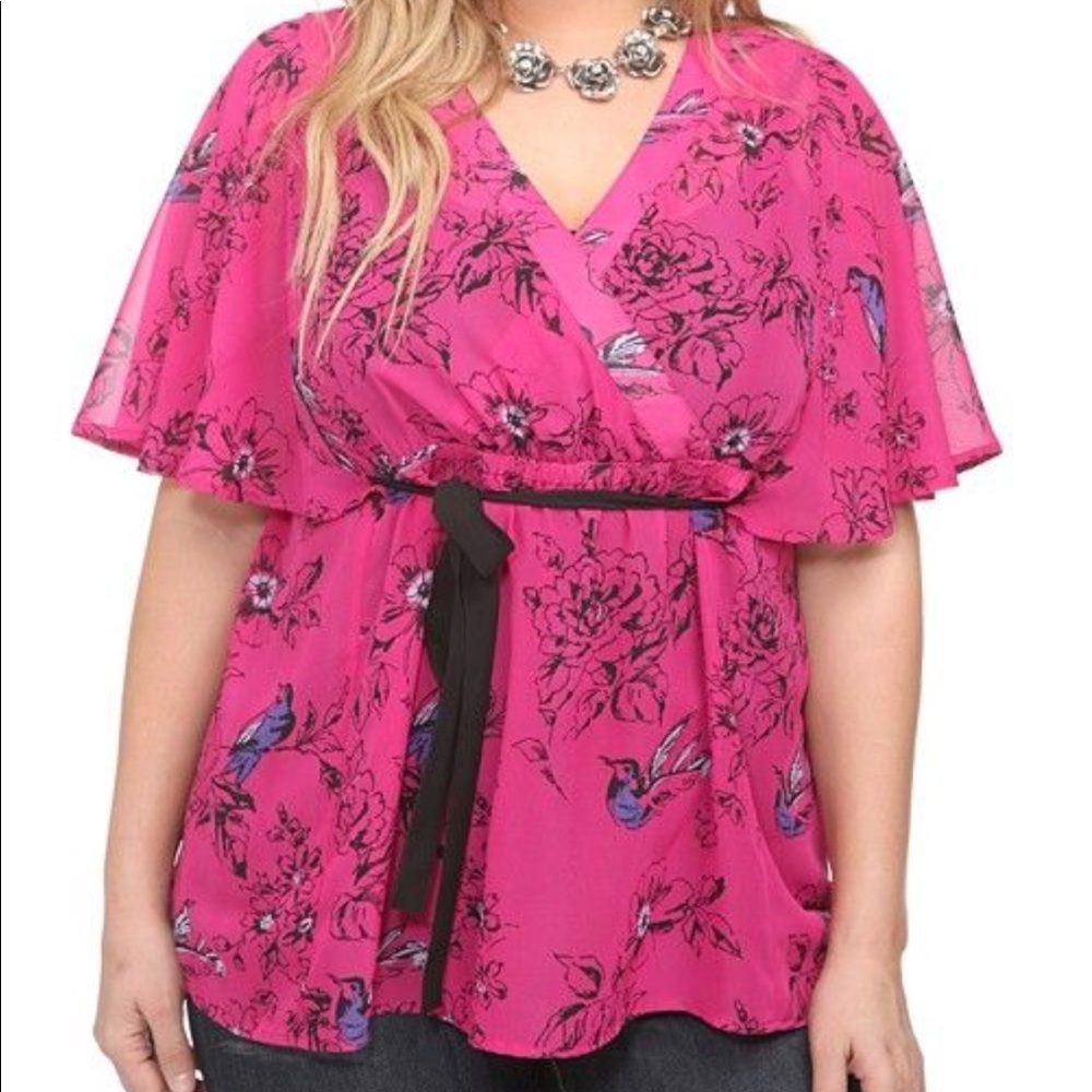 Hot pink Chiffon Kimono Top by Torrid
